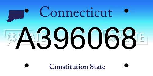 A396068 Connecticut License Plate