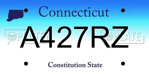 A427RZ Connecticut License Plate