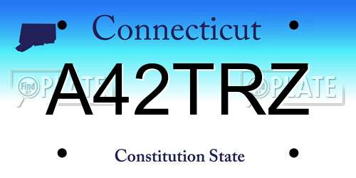 A42TRZ Connecticut License Plate