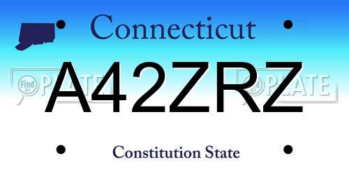 A42ZRZ Connecticut License Plate