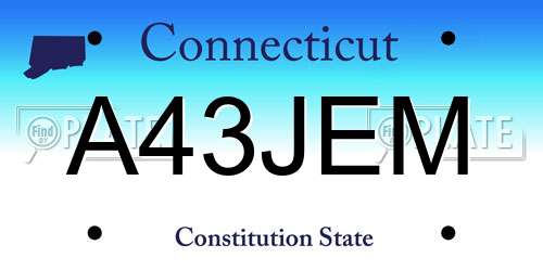 A43JEM Connecticut License Plate