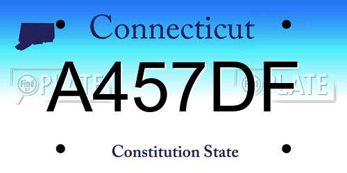 A457DF Connecticut License Plate