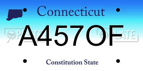 A457OF Connecticut License Plate