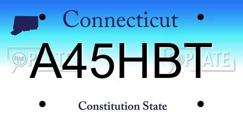 A45HBT Connecticut License Plate