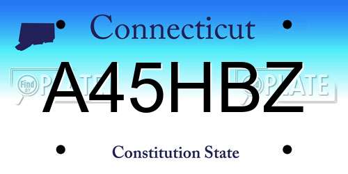A45HBZ Connecticut License Plate