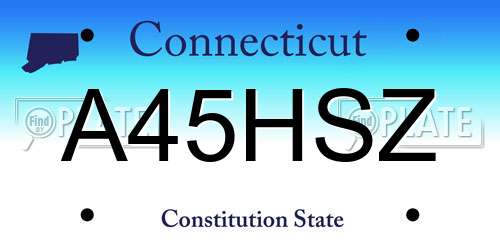 A45HSZ Connecticut License Plate