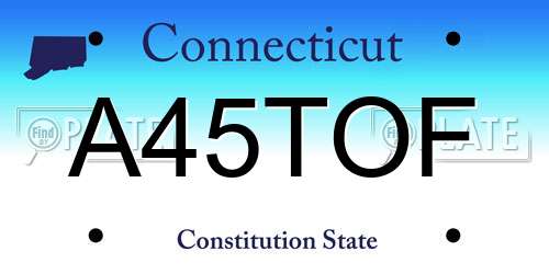 A45TOF Connecticut License Plate