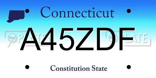 A45ZDF Connecticut License Plate