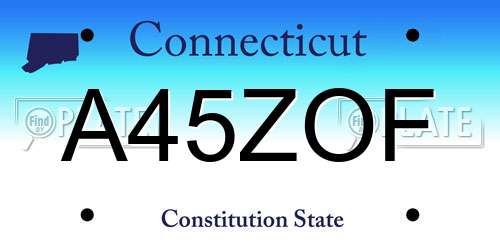 A45ZOF Connecticut License Plate
