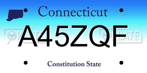 A45ZQF Connecticut License Plate
