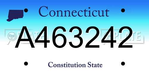 A463242 Connecticut License Plate