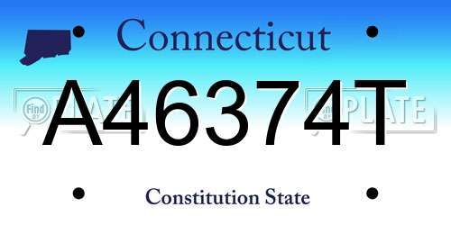 A46374T Connecticut License Plate