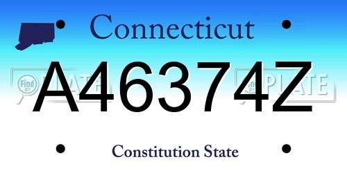 A46374Z Connecticut License Plate