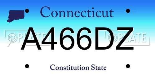 A466DZ Connecticut License Plate