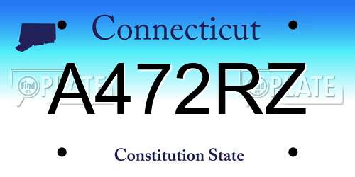 A472RZ Connecticut License Plate