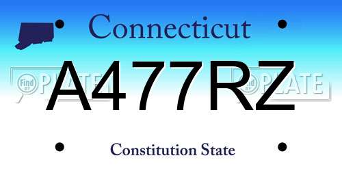 A477RZ Connecticut License Plate