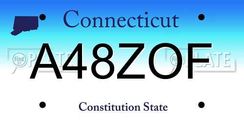 A48ZOF Connecticut License Plate