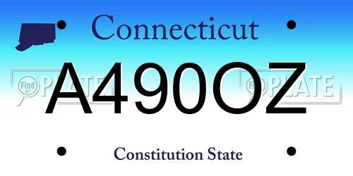 A490OZ Connecticut License Plate