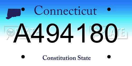 A494180 Connecticut License Plate