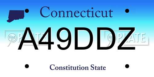 A49DDZ Connecticut License Plate