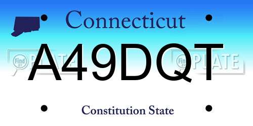 A49DQT Connecticut License Plate