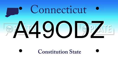 A49ODZ Connecticut License Plate