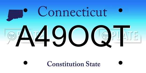 A49OQT Connecticut License Plate
