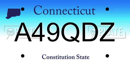A49QDZ Connecticut License Plate