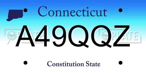 A49QQZ Connecticut License Plate