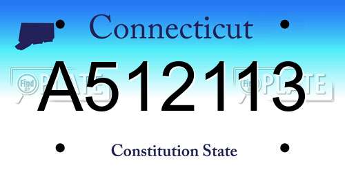A512113 Connecticut License Plate