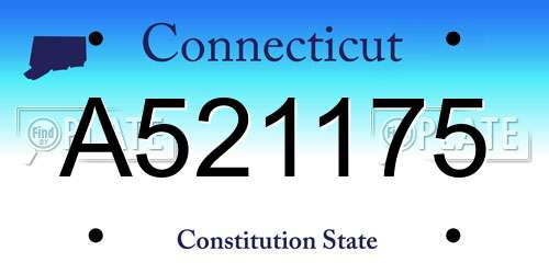A521175 Connecticut License Plate