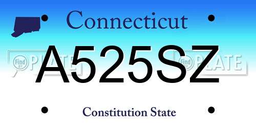 A525SZ Connecticut License Plate