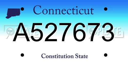A527673 Connecticut License Plate