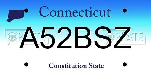 A52BSZ Connecticut License Plate