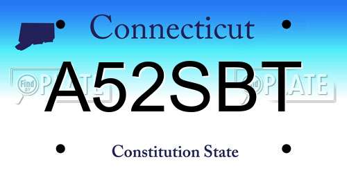 A52SBT Connecticut License Plate