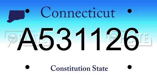 A531126 Connecticut License Plate