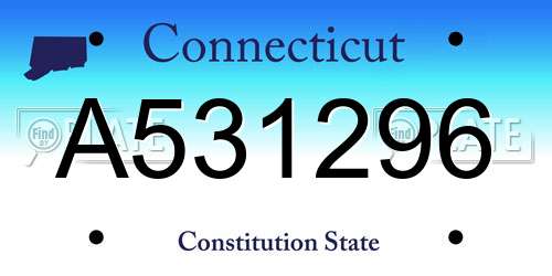 A531296 Connecticut License Plate