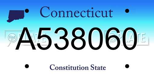 A538060 Connecticut License Plate