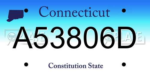 A53806D Connecticut License Plate