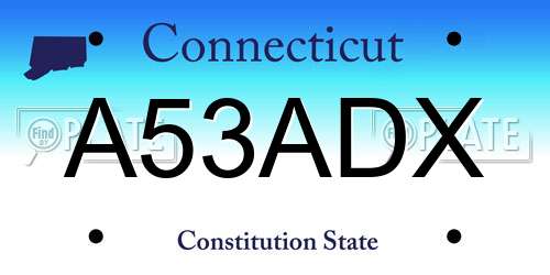 A53ADX Connecticut License Plate