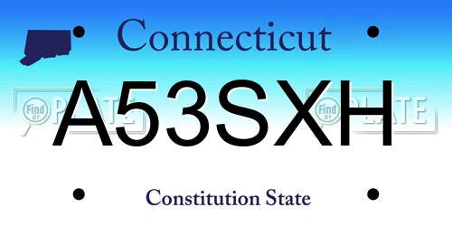 A53SXH Connecticut License Plate