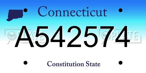 A542574 Connecticut License Plate