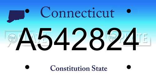 A542824 Connecticut License Plate