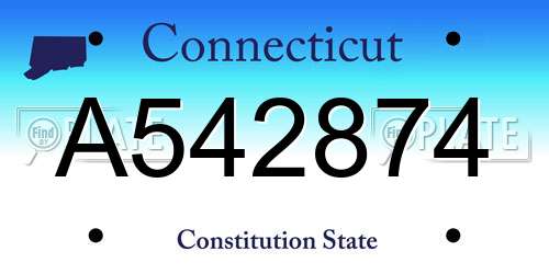 A542874 Connecticut License Plate
