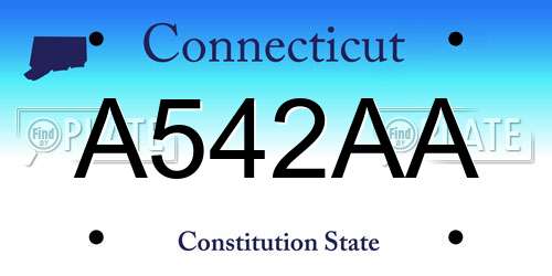 A542AA Connecticut License Plate