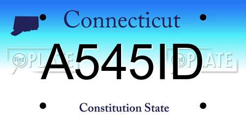 A545ID Connecticut License Plate