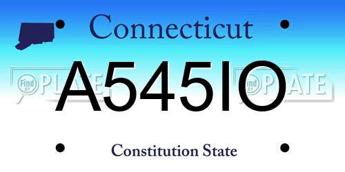 A545IO Connecticut License Plate