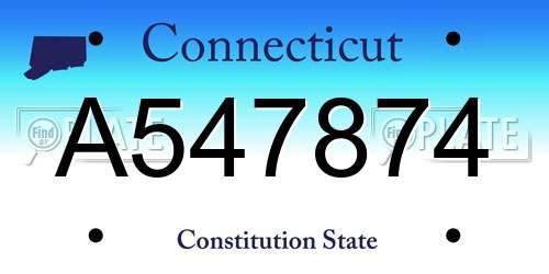 A547874 Connecticut License Plate