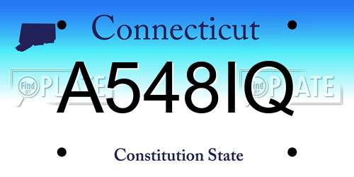 A548IQ Connecticut License Plate