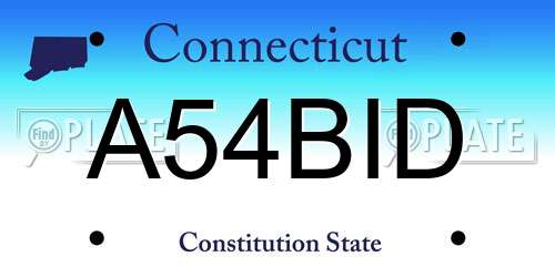 A54BID Connecticut License Plate